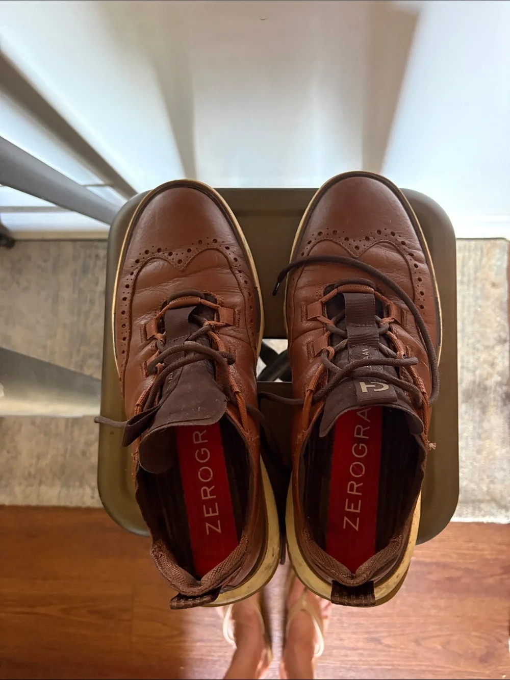 Men's Brown Leather Wingtip Derbies with Cushioned Athletic Sole